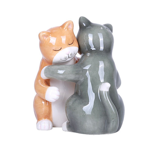 Hugging Cats Kissing Salt and Pepper Shakers Set