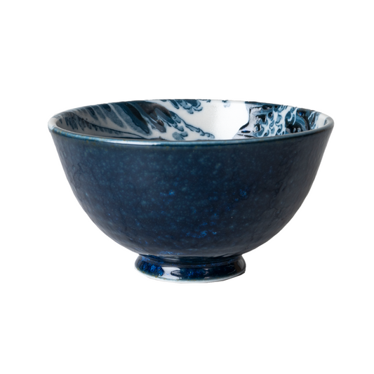 Kanagawa Great Wave 10oz 4.5"Dia x 2.5"H Porcelain Rice Bowl JP (5/90)