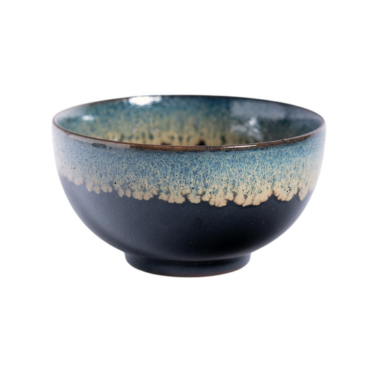12oz 5"Dia Porcelain Rice Bowl Tenmoku Shironagashi JP (6/48)