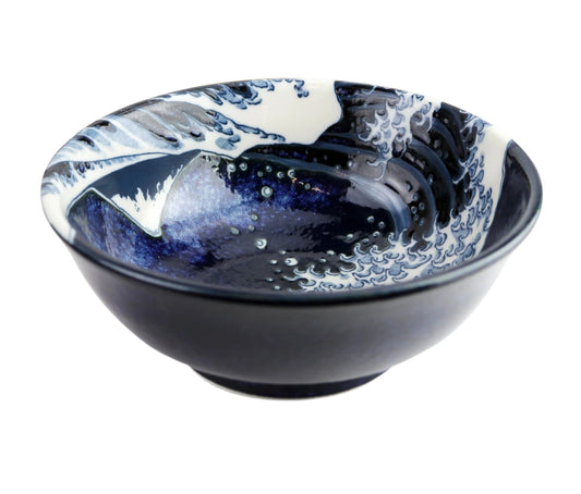 Kanagawa Great Wave 28oz 7.5"D x 3"H Porcelain Ramen Bowl JP (4/32)