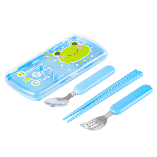 Portable Travel Reusable Flatware and Chopsticks Set with Case Blue