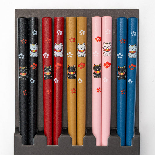 5 Piece Chopsticks Set Lucky Cats - JP