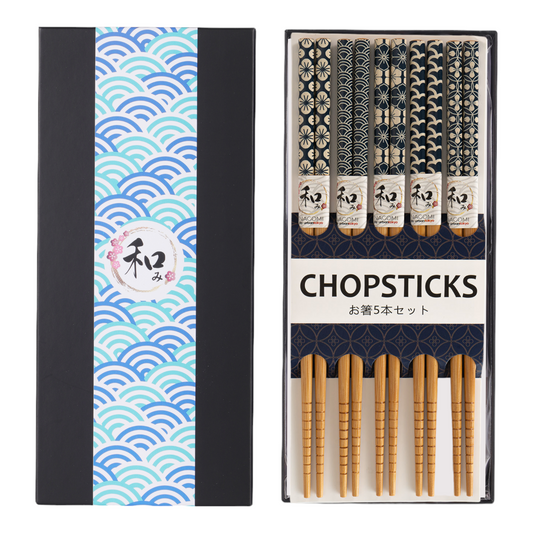 5 Piece Chopsticks Set Patterns Gift Box