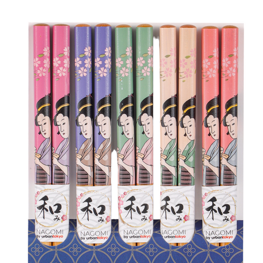 5 Piece Chopsticks Set Cherry Geishas