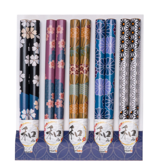 5 Piece Chopsticks Set Floral Print