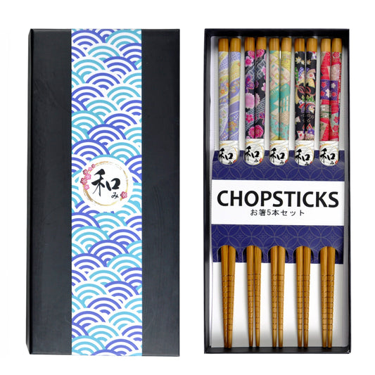 5 Piece Chopsticks Set Prints with Gift Box