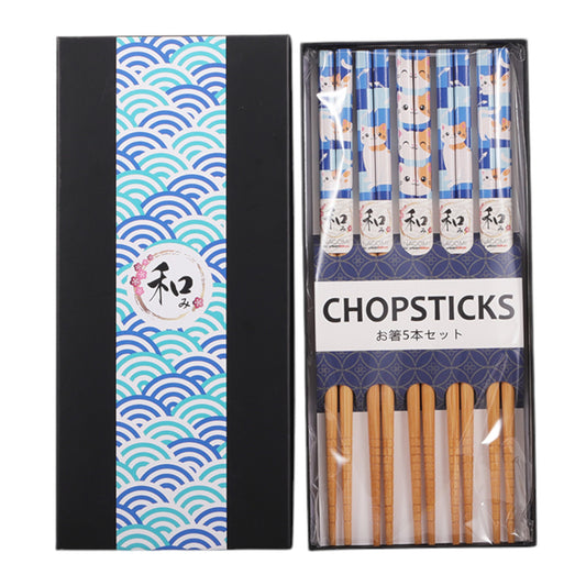 5 Piece Chopsticks Set Neko Friends with Gift Box