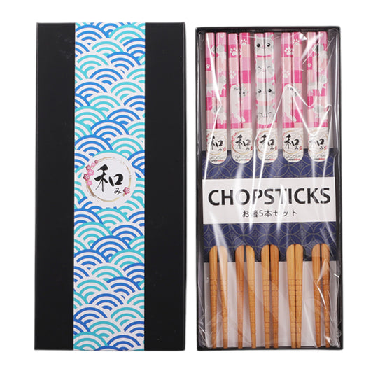 5 Piece Chopsticks Set Neko Friends with Gift Box