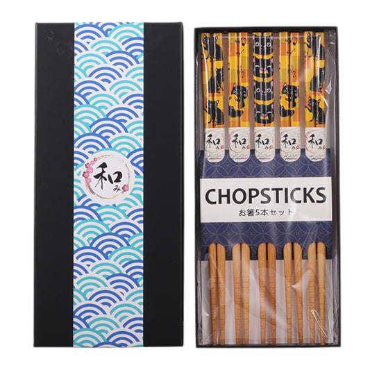 5 Piece Chopsticks Set Neko Friends with Gift Box