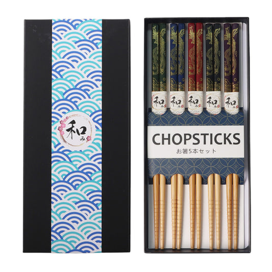 5 Piece Chopsticks Set Phoenix with Gift Box