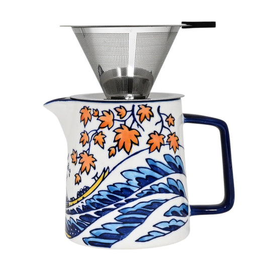 Autumn Wave Design 16oz Pour Over Coffee Maker with Stainless Steel Dripper (4/24)
