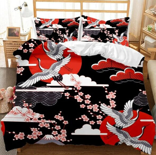 3 Piece Duvet and Pillow Covers Set Crane King Size (1/12)