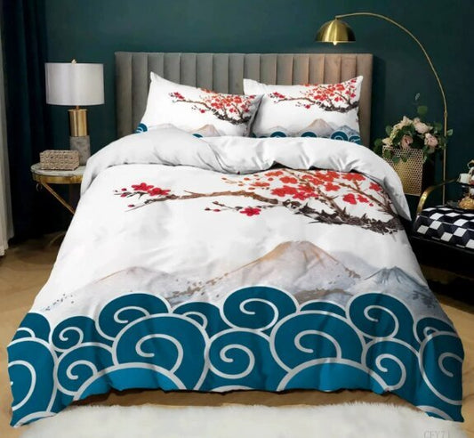 3 Piece Duvet and Pillow Covers Set Sakura Queen Size (1/14)