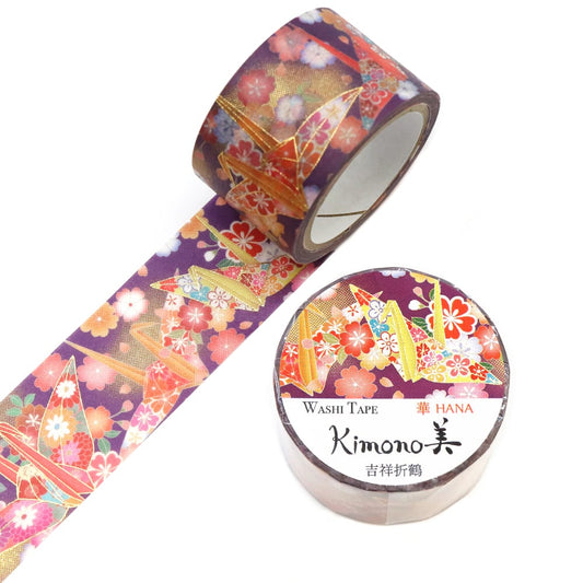 Kimono Hanamaru Japanese Washi Masking Tape 25mm x 5m Length Origami Crane (5/120)
