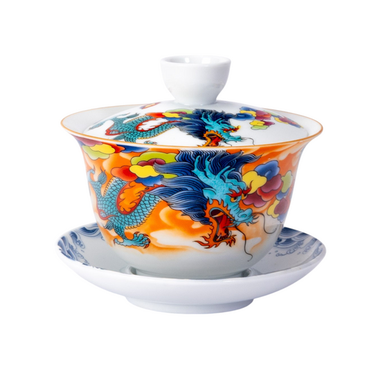 Gaiwan Tea Brewing Cup with Lid Oriental Dragon (1/60)