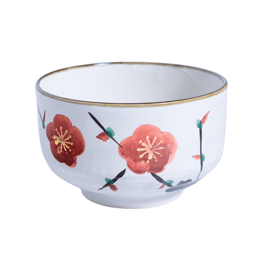 4.75"D Minoware Ume Plum Blossoms Matcha Bowl JP (1/36)