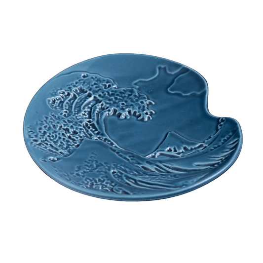 Meisen Pottery Great Wave Design Porcelain Appetizer Dessert Plate Blue JP (10/40)