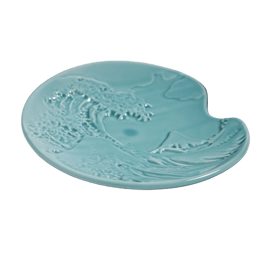 Meisen Pottery Great Wave Design Porcelain Appetizer Dessert Plate Turquoise JP (10/40)