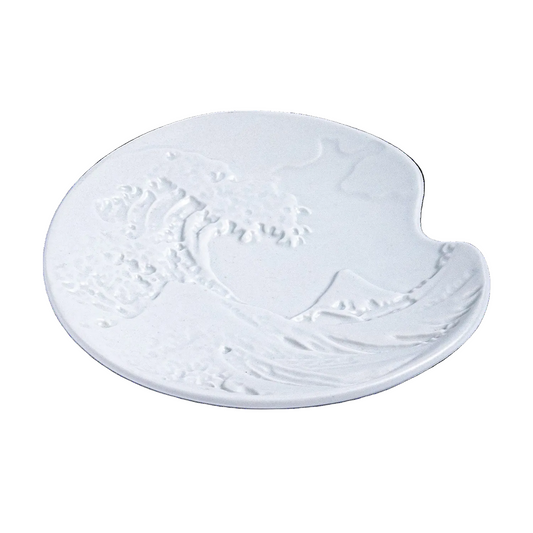 Meisen Pottery Great Wave Design Porcelain Appetizer Dessert Plate White JP (10/40)