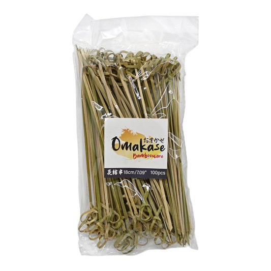 7"L Bamboo Loop Knot Skewers 100pc Pack (1/200)