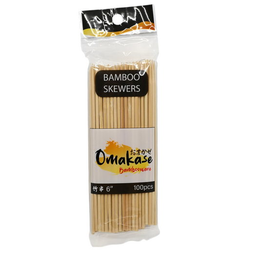 6"L Bamboo Straight Skewers 100pc Pack (1/200)