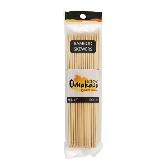 8"L Bamboo Straight Skewers 100pc Pack (1/200)