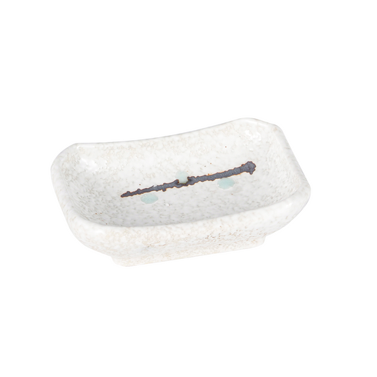 Yukino Hana Porcelain Rectangular Sauce Dish – 3.5 x 2.5 in., 2 oz