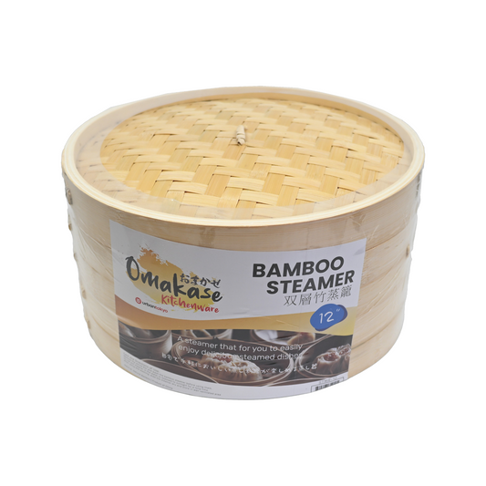 12"D Bamboo Steaming Basket w/ Lid