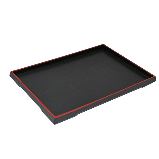 12.5"L Rectangular Plastic Serving Tray Black with Red Trim (1/50)
