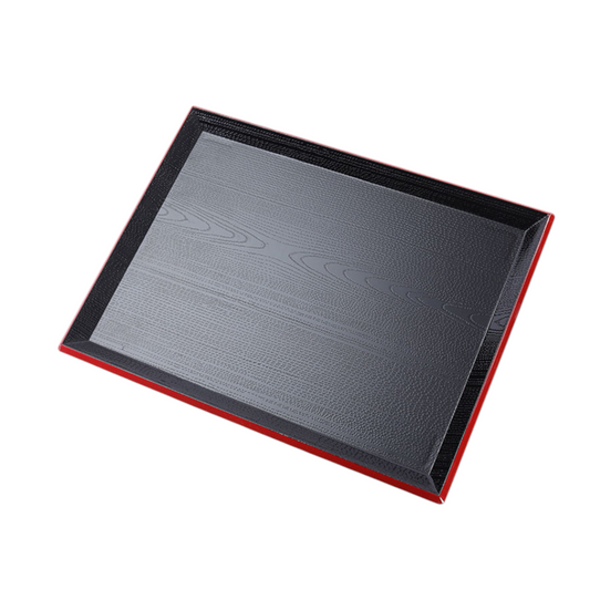 15.25"L Rectangular Plastic Serving Tray Black with Red Trim (1/50)